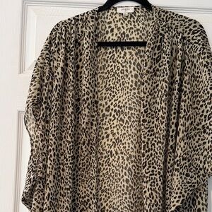 Umgee Animal Print Kimono in Tan and Black